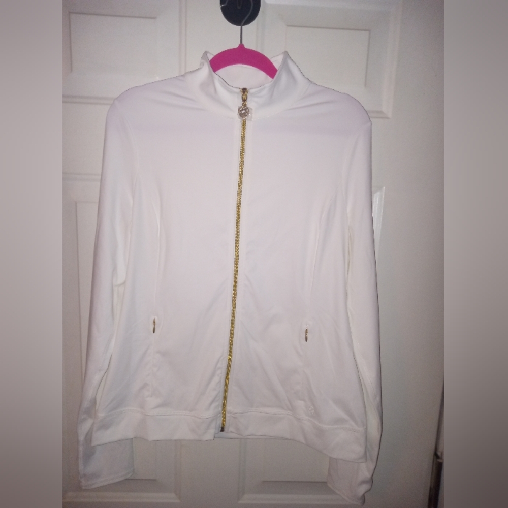 Lilly Pulitzer Luxletic Zip Front Jacket Resort White Large NWOT 🤍